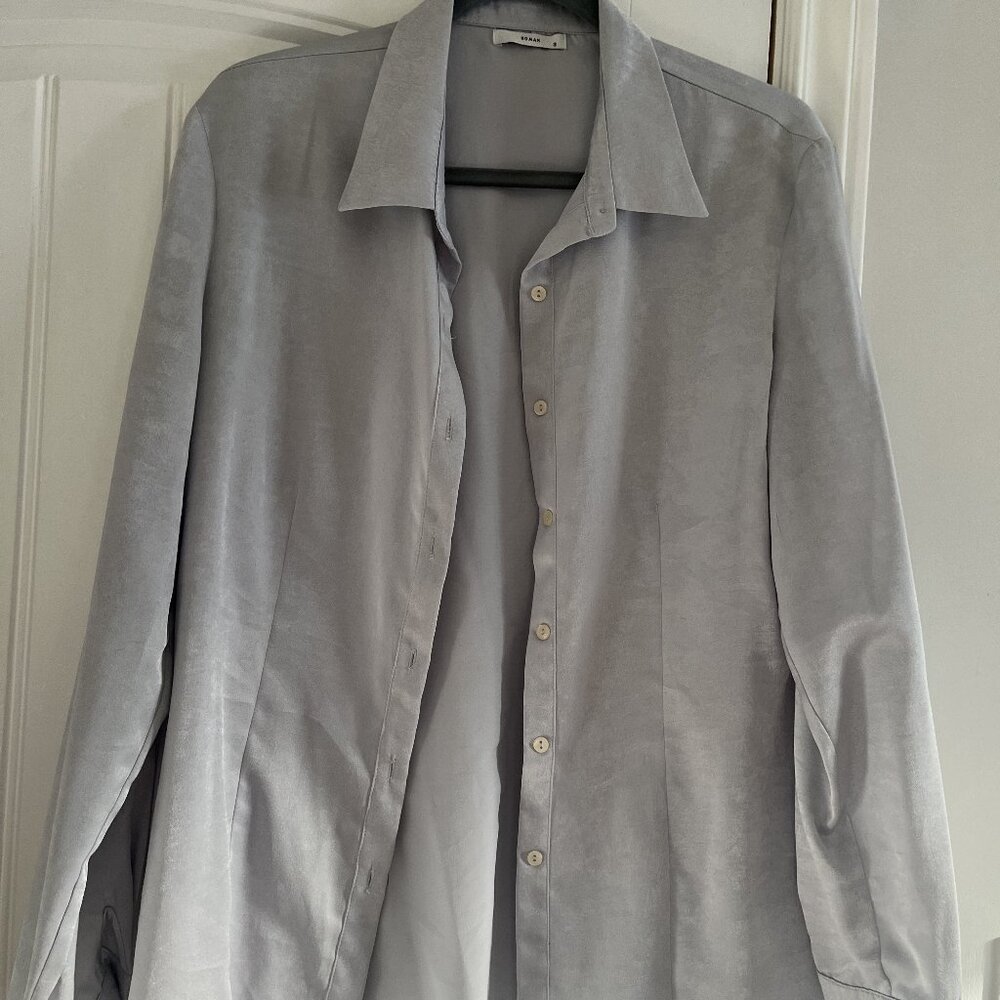 ROMAN silk/polyester silver gray shirt